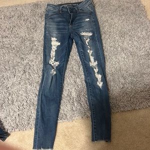 American eagle ripped skinny jeans size 4 regular high rise jeggings